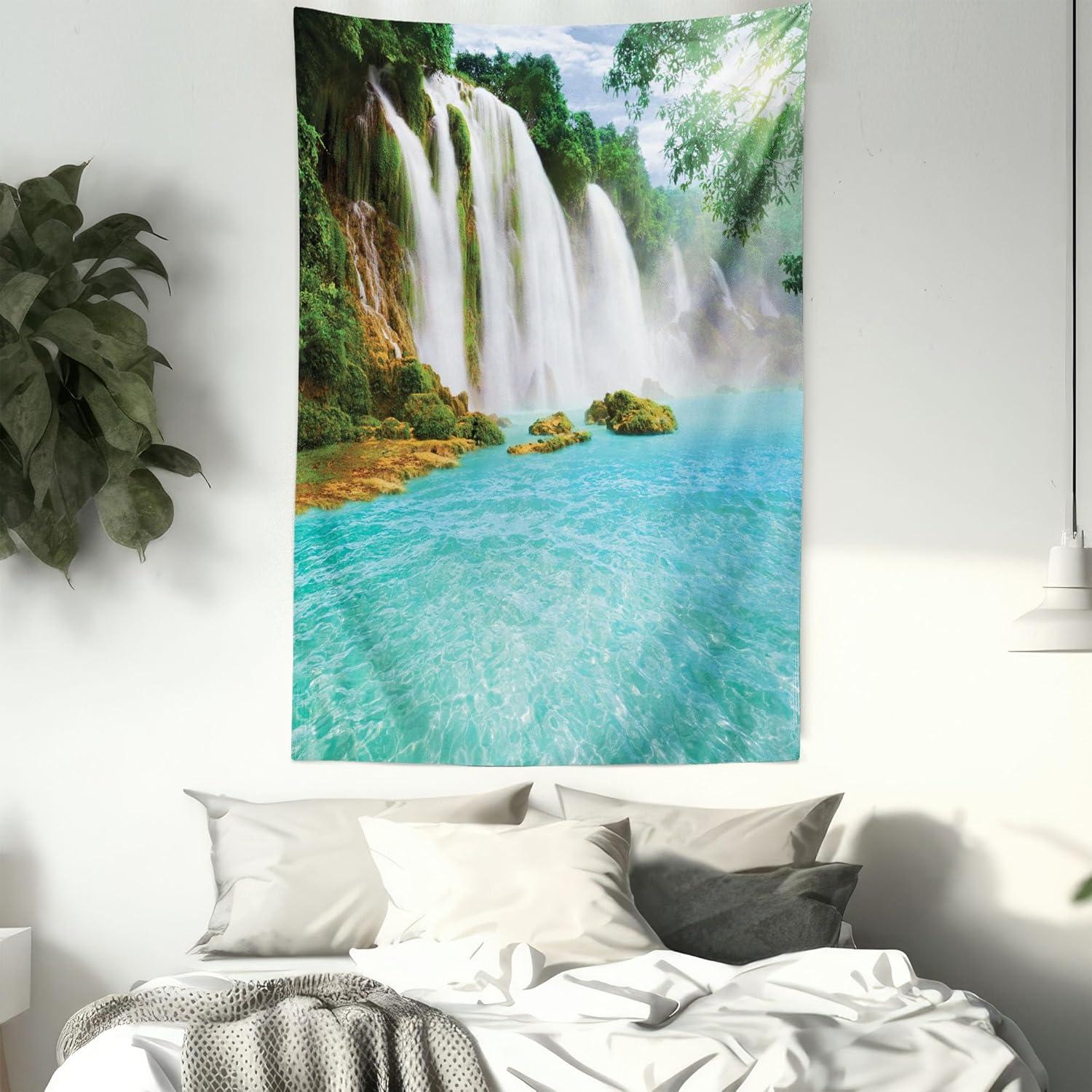 imageAmbesonne NYC Tapestry Pinkish Blossoms in the Central Park Landscape with Cherry Trees Forest in Spring Season Picture Print Wall Hanging for Bedroom Living Room Dorm Decor 40 X 60 Magenta GreyTurquoise White