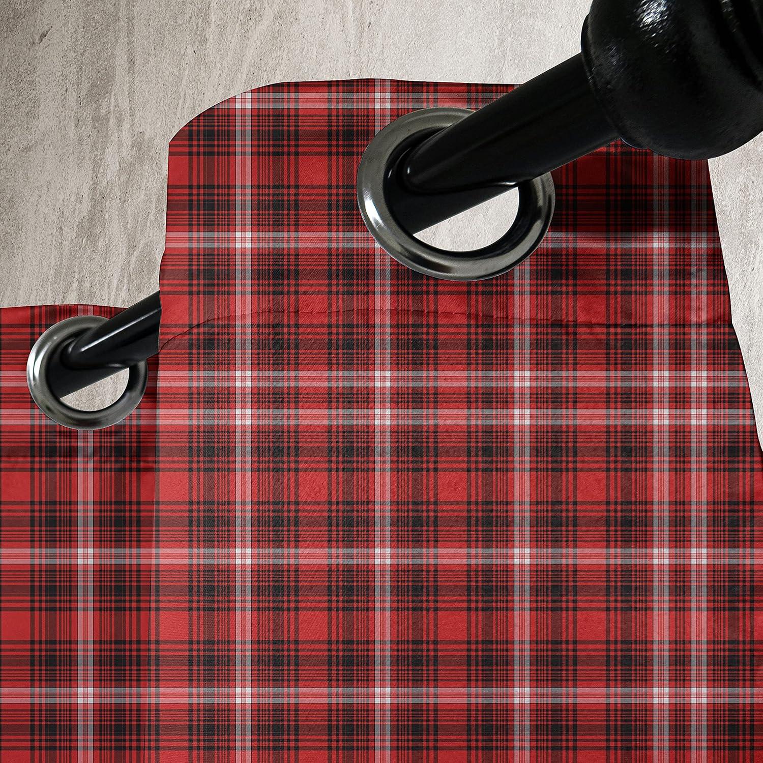 imageAmbesonne Plaid Grommet Curtain Nostalgic Striped Pattern from British Country Constrasting Colors Decorative 2Panel Window Drapes for Bedroom Living Room 50 x 96 Scarlet Black White