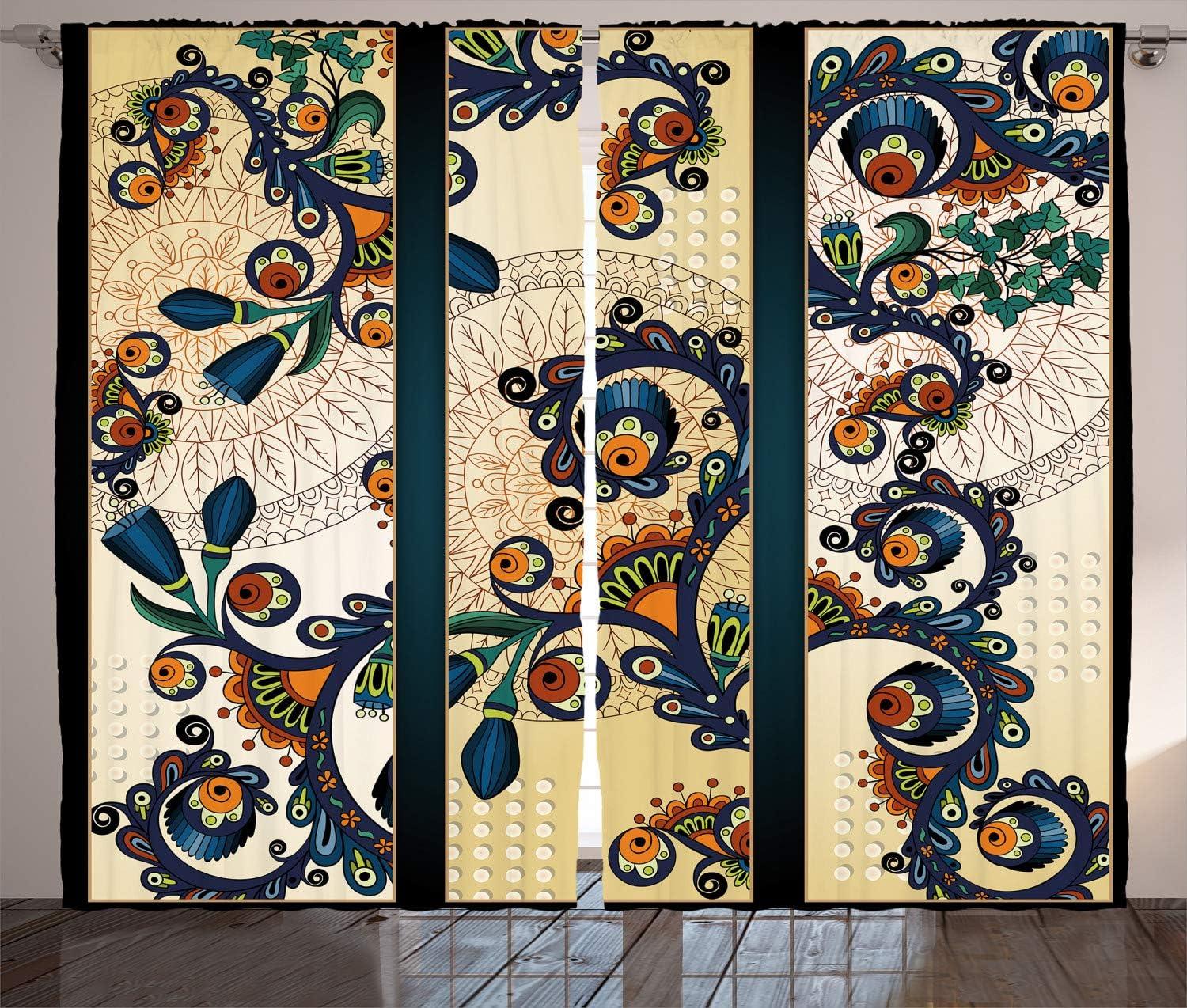imageAmbesonne Rustic Curtains Bat Door Knocker on Vintage Door Entrance Design Antique Cultural Artwork Living Room Bedroom Window Drapes 2 Panel Set 108 X 84 Brown RedCream Blue