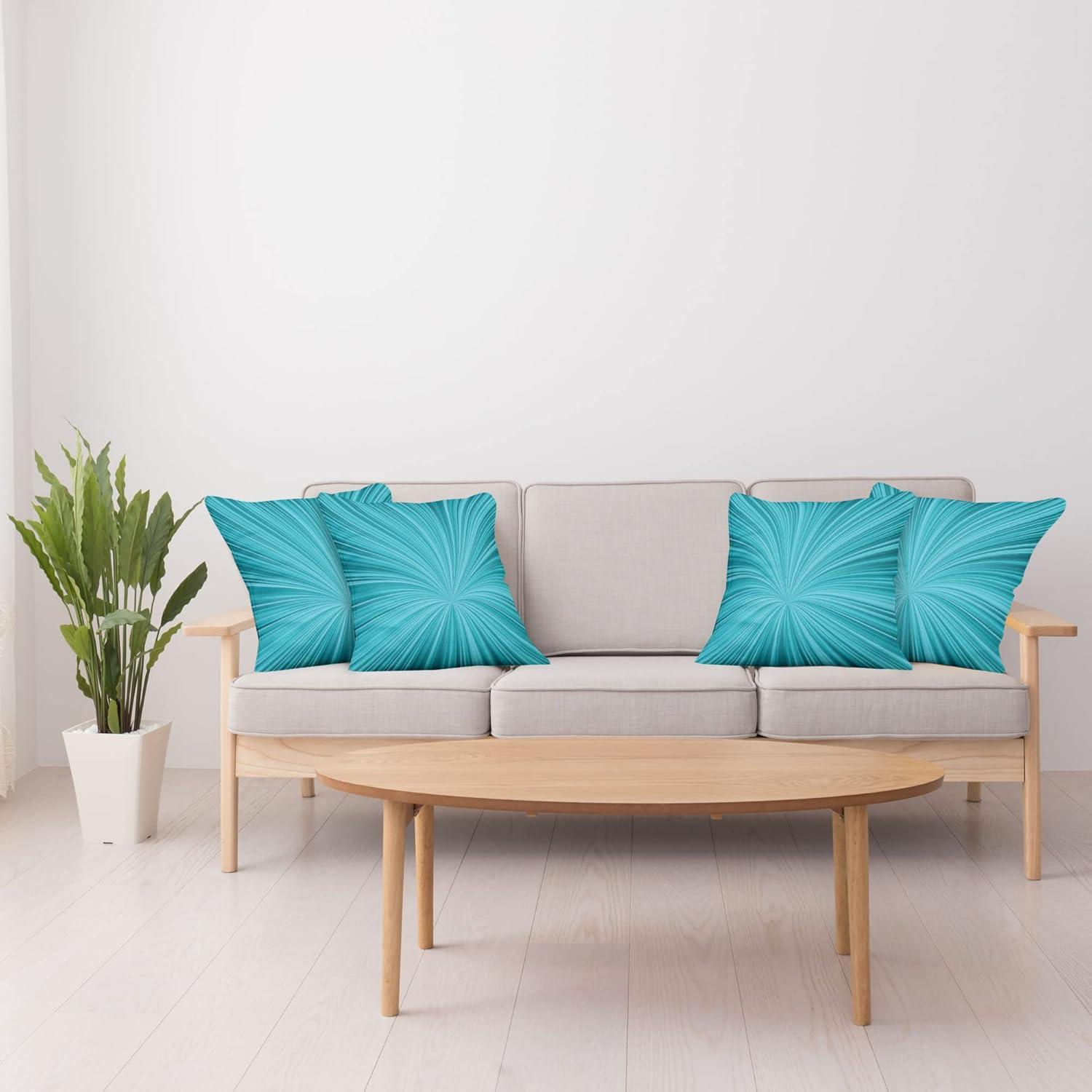 imageAmbesonne Teal Decorative Throw Pillow Case Pack of 4 Abstract Vortex Design with Fireworks Celebration Monochrome Artwork Cushion Cover for Couch Living Room Car 24 Turquoise TealTurquoise Teal