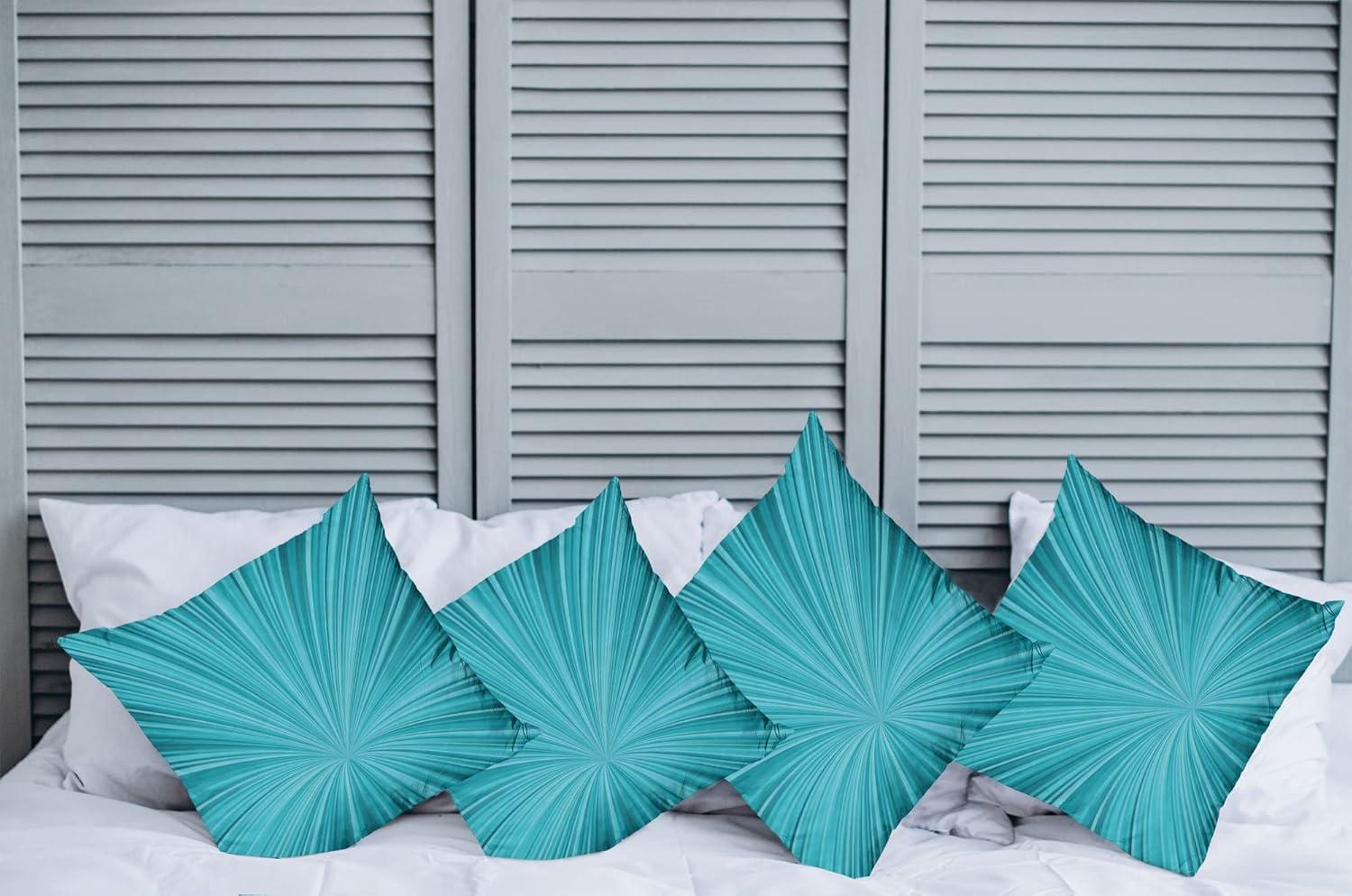 imageAmbesonne Teal Decorative Throw Pillow Case Pack of 4 Abstract Vortex Design with Fireworks Celebration Monochrome Artwork Cushion Cover for Couch Living Room Car 24 Turquoise TealTurquoise Teal