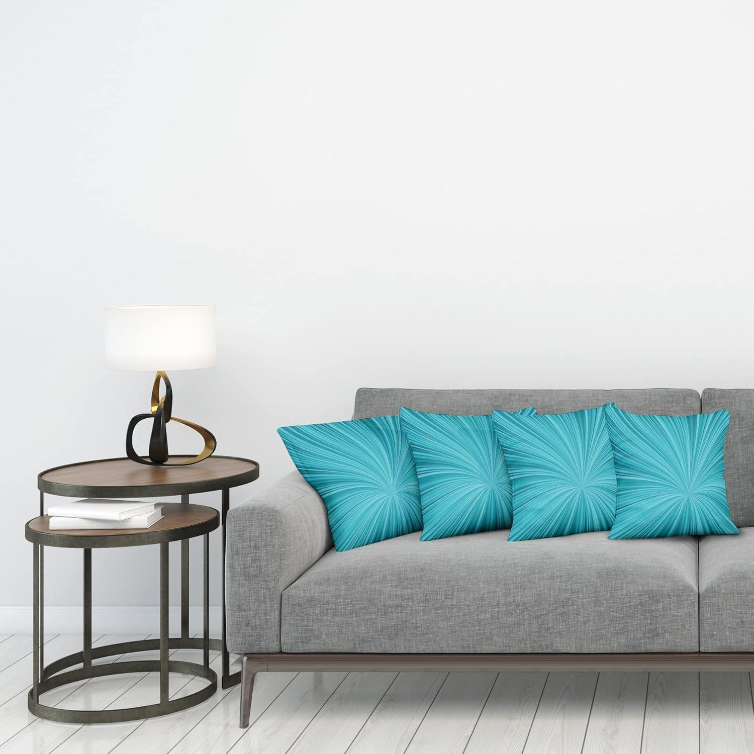 imageAmbesonne Teal Decorative Throw Pillow Case Pack of 4 Abstract Vortex Design with Fireworks Celebration Monochrome Artwork Cushion Cover for Couch Living Room Car 24 Turquoise TealTurquoise Teal