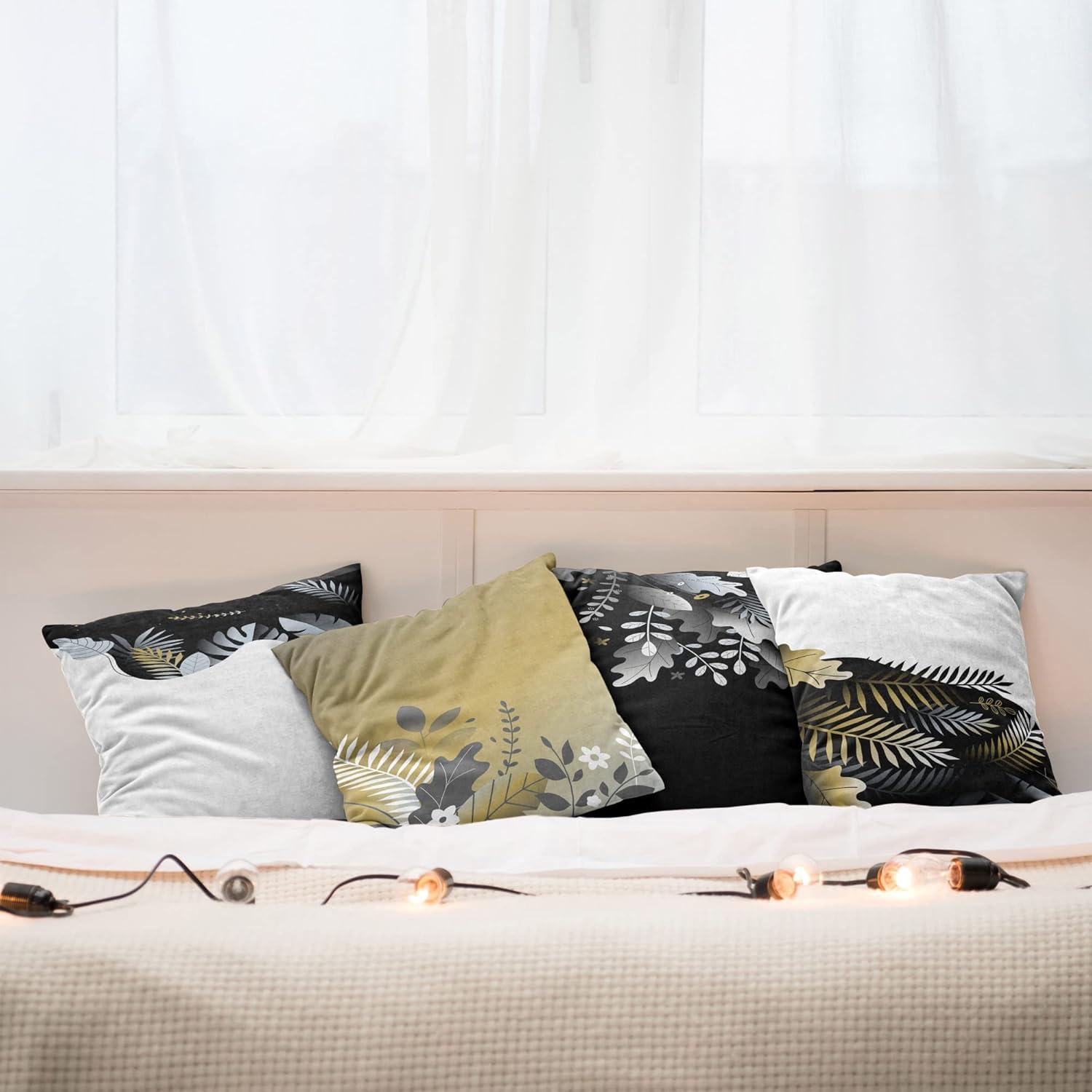 imageAmbesonne Teal Decorative Throw Pillow Case Pack of 4 Abstract Vortex Design with Fireworks Celebration Monochrome Artwork Cushion Cover for Couch Living Room Car 24 Turquoise TealCharcoal Grey and Mustard