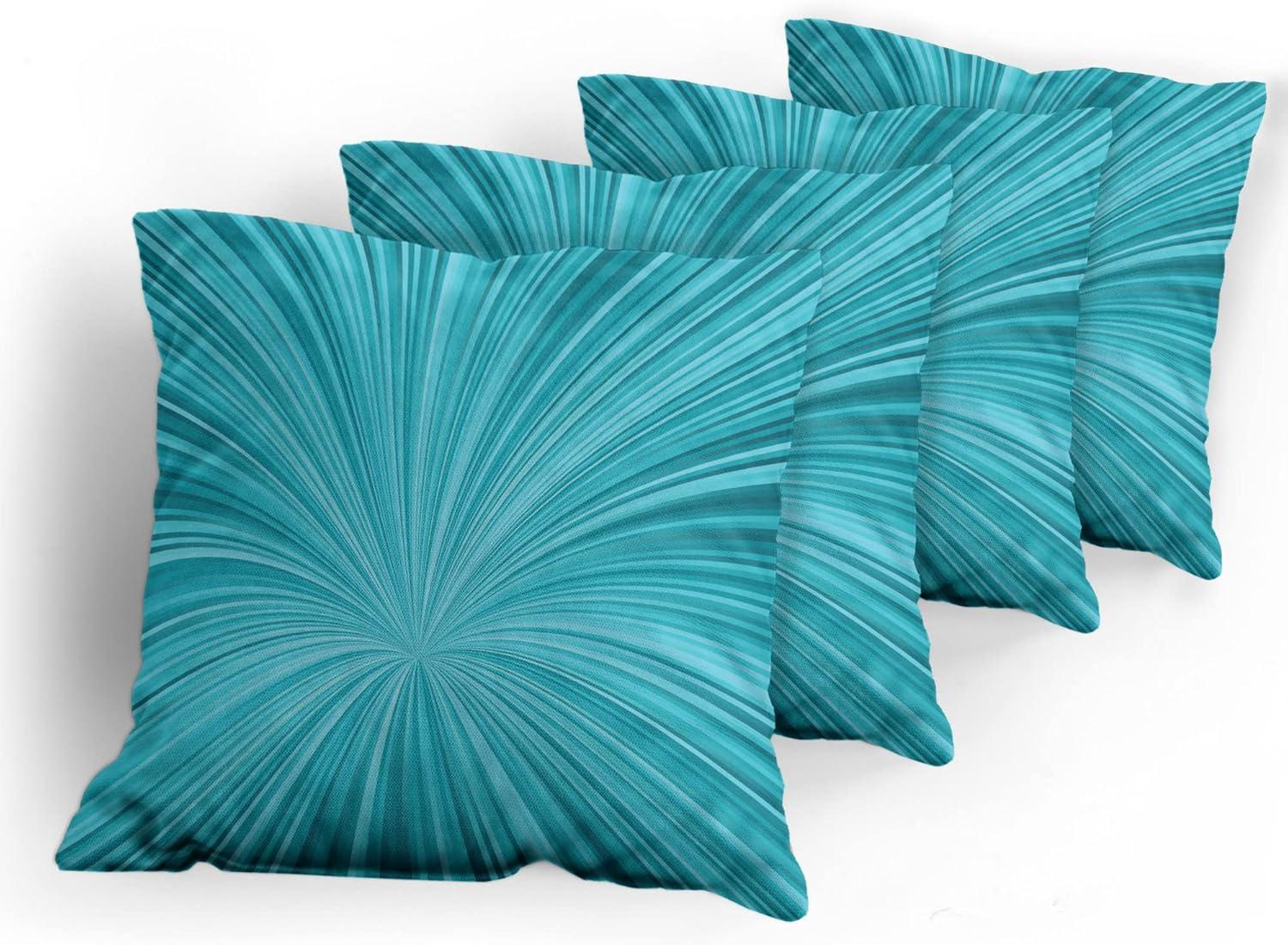 imageAmbesonne Teal Decorative Throw Pillow Case Pack of 4 Abstract Vortex Design with Fireworks Celebration Monochrome Artwork Cushion Cover for Couch Living Room Car 24 Turquoise TealTurquoise Teal