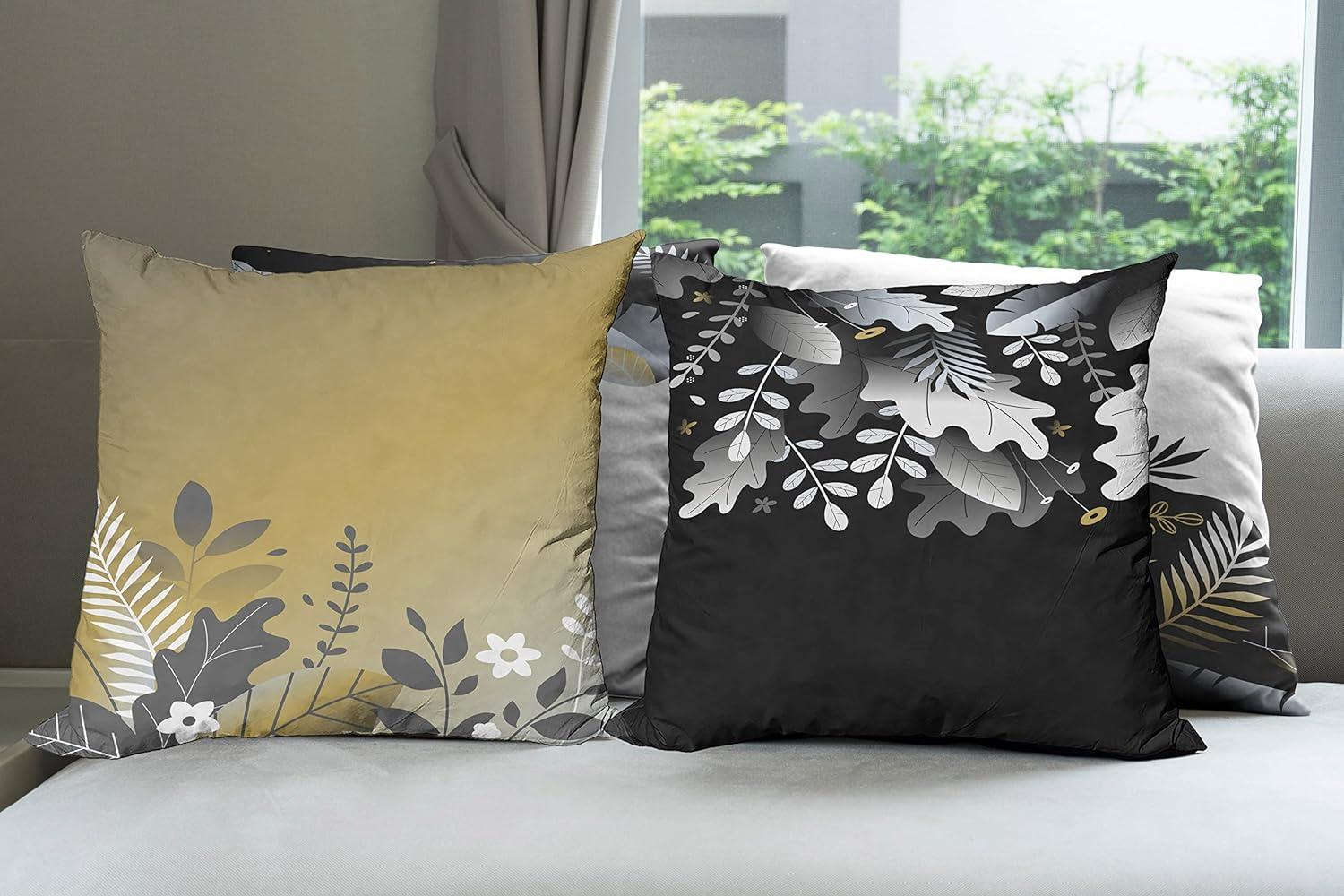 imageAmbesonne Teal Decorative Throw Pillow Case Pack of 4 Abstract Vortex Design with Fireworks Celebration Monochrome Artwork Cushion Cover for Couch Living Room Car 24 Turquoise TealCharcoal Grey and Mustard