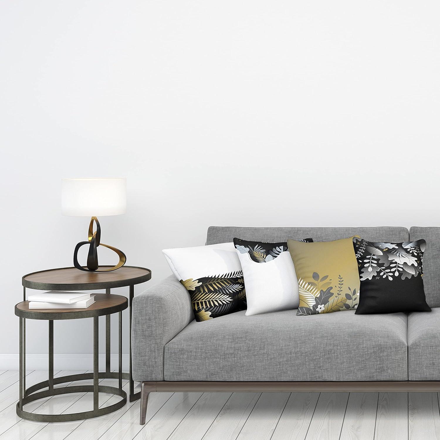 imageAmbesonne Teal Decorative Throw Pillow Case Pack of 4 Abstract Vortex Design with Fireworks Celebration Monochrome Artwork Cushion Cover for Couch Living Room Car 24 Turquoise TealCharcoal Grey and Mustard