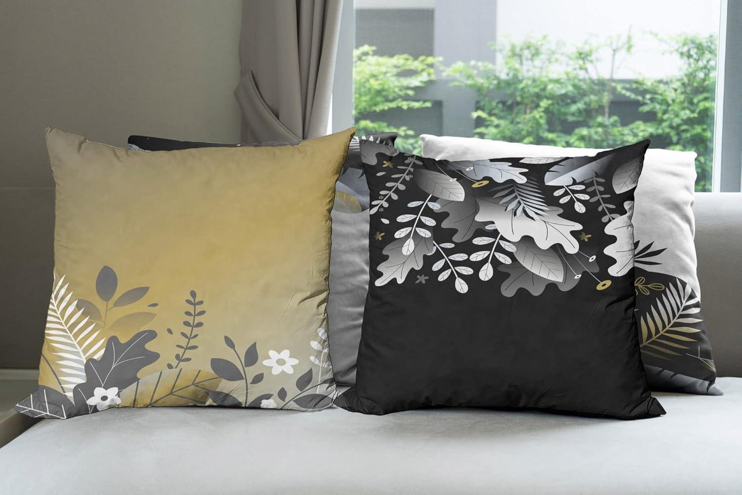 imageAmbesonne Teal Decorative Throw Pillow Case Pack of 4 Abstract Vortex Design with Fireworks Celebration Monochrome Artwork Cushion Cover for Couch Living Room Car 24 Turquoise TealCharcoal Grey and Mustard