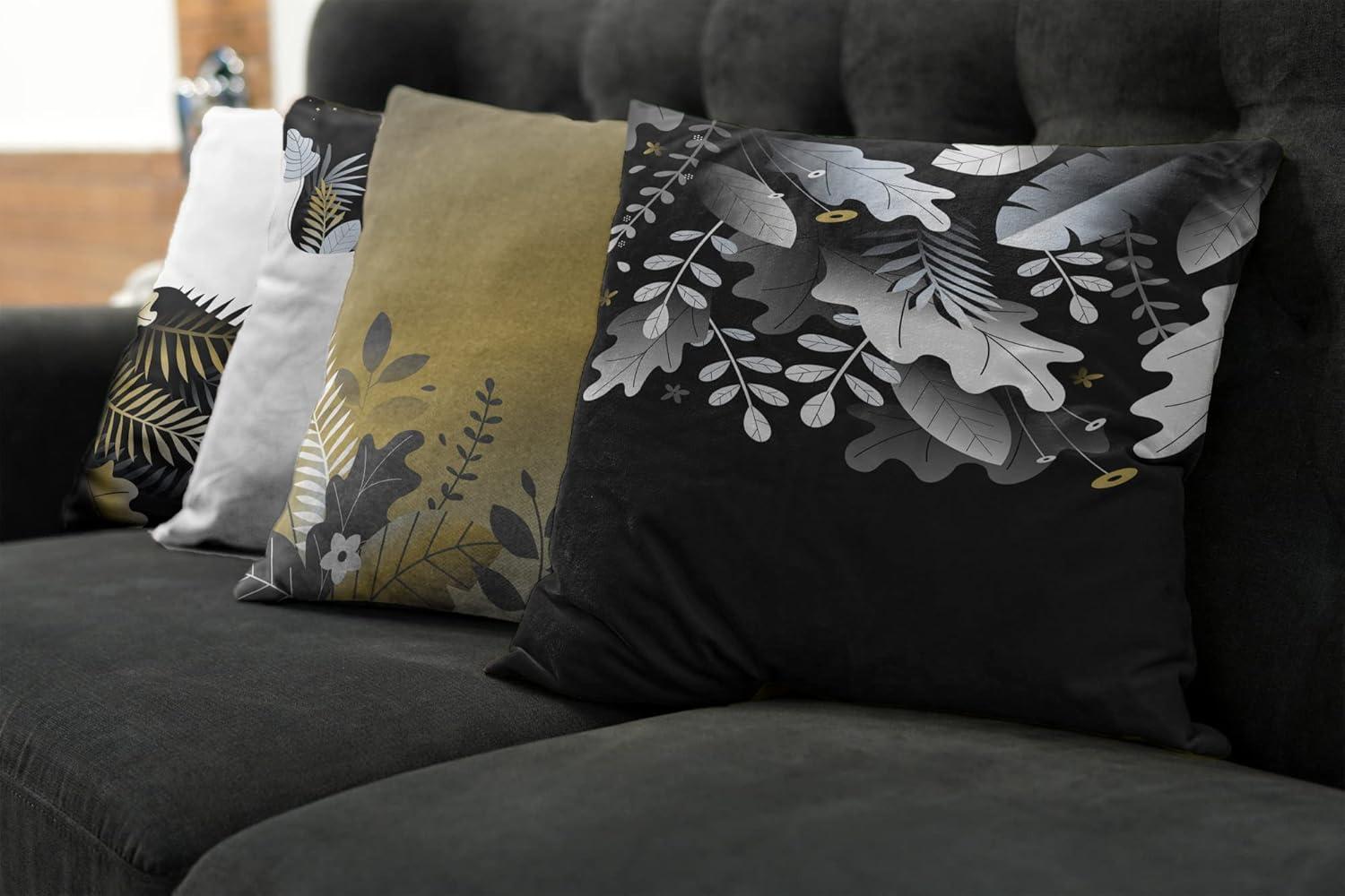 imageAmbesonne Teal Decorative Throw Pillow Case Pack of 4 Abstract Vortex Design with Fireworks Celebration Monochrome Artwork Cushion Cover for Couch Living Room Car 24 Turquoise TealCharcoal Grey and Mustard