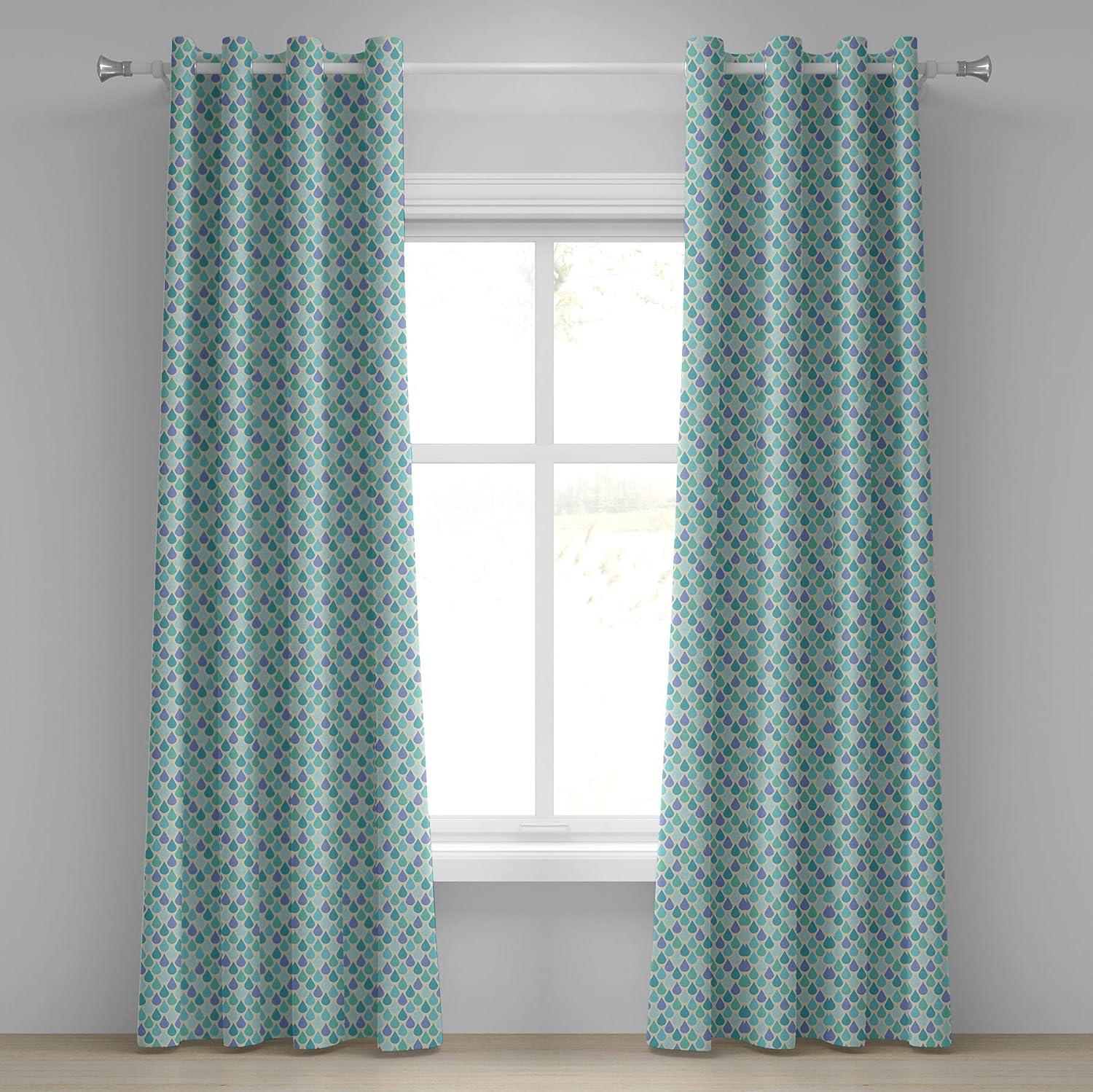 imageAmbesonne Teal Grommet Curtain Colorful Water Droplets Rain Themed Image Natural World in Abstract Manner Decorative 2Panel Window Drapes for Bedroom Living Room 50 x 63 Aqua Teal LavenderAqua Teal Lavender