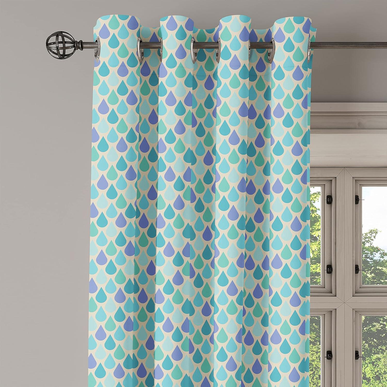 imageAmbesonne Teal Grommet Curtain Colorful Water Droplets Rain Themed Image Natural World in Abstract Manner Decorative 2Panel Window Drapes for Bedroom Living Room 50 x 63 Aqua Teal LavenderAqua Teal Lavender