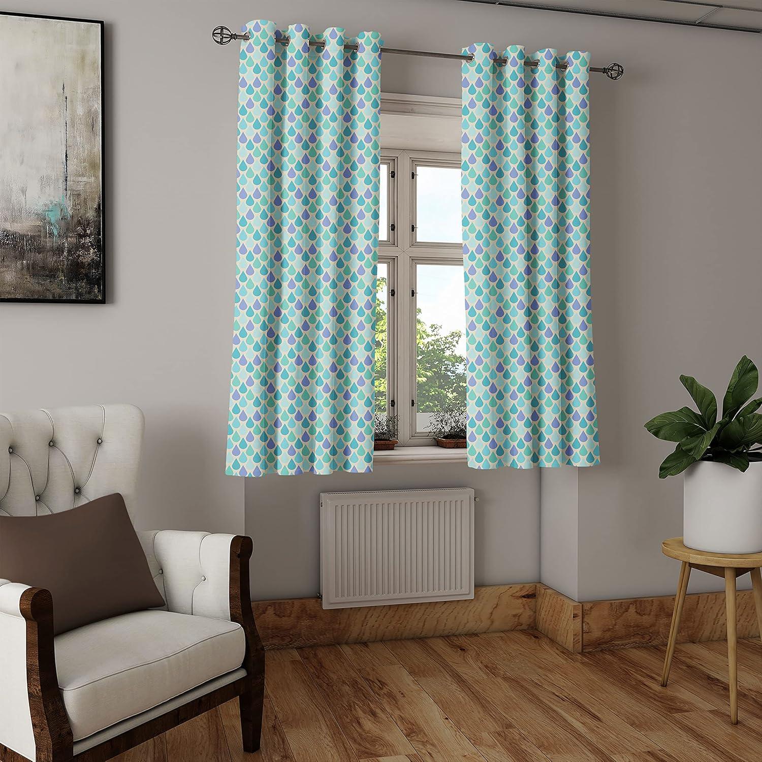 imageAmbesonne Teal Grommet Curtain Colorful Water Droplets Rain Themed Image Natural World in Abstract Manner Decorative 2Panel Window Drapes for Bedroom Living Room 50 x 63 Aqua Teal LavenderAqua Teal Lavender