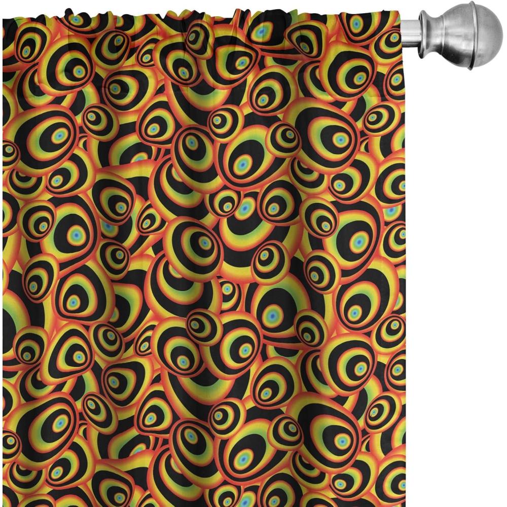 imageAmbesonne Abstract Curtains Spiral Round Colorful Disc Shaped Geometric Forms Hippie Style Bubbles Window Treatments 2 Panel Set for Living Room Bedroom Pair of 28 x 95 Yellow Brown