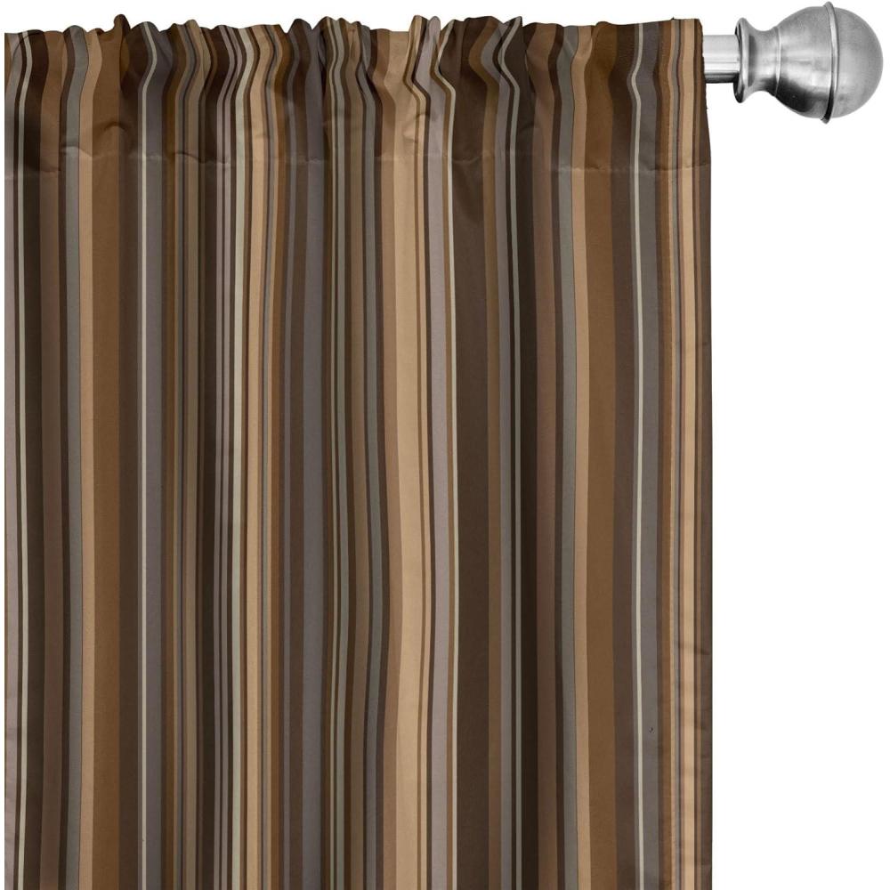 imageAmbesonne Abstract Curtains Vertical Lines in Earthen Toned Color Stripes Various Shades Pattern Window Treatments 2 Panel Set for Living Room Bedroom Decor Pair of 28 x 63 Caramel Chocolate