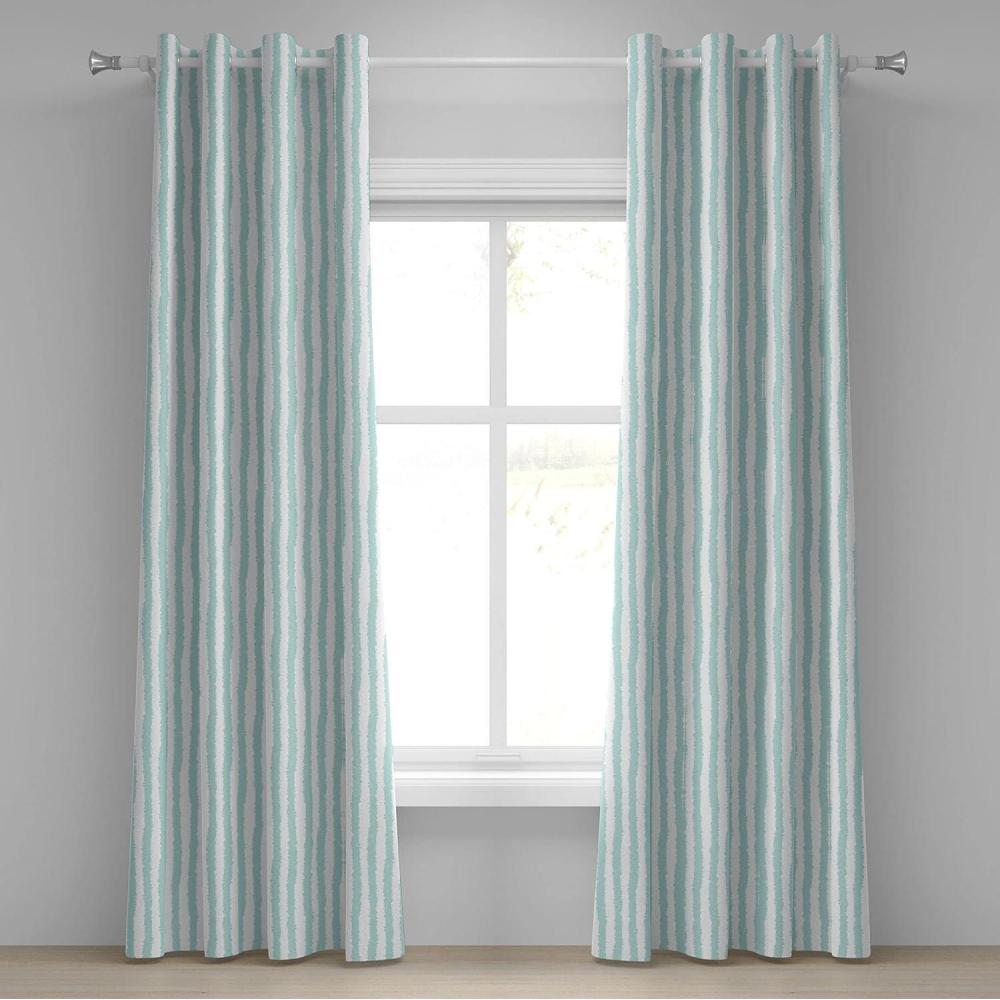 imageAmbesonne Aqua Grommet Curtain Vertical Striped Pattern with Sketchy Lines Hipster and Grunge Design Ikat Inspired Decorative 2Panel Window Drapes for Bedroom Living Room 50 x 96 Seafoam WhiteSeafoam White