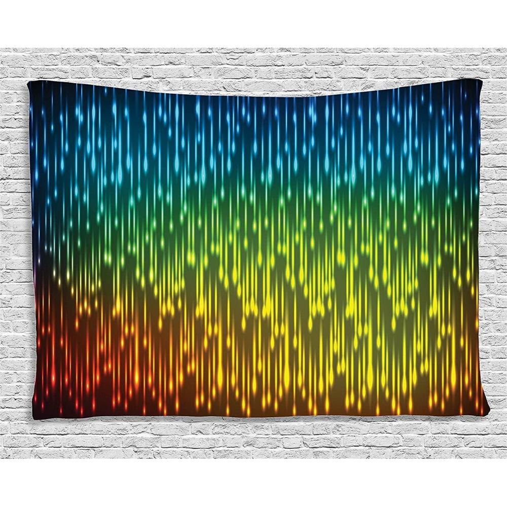 imageAmbesonne Colorful Tapestry Galaxy Universe Outer Space Inspired Technical Neon Rain Modern Abstract Art Print Wide Wall Hanging for Bedroom Living Room Dorm 60 X 40 Yellow Green