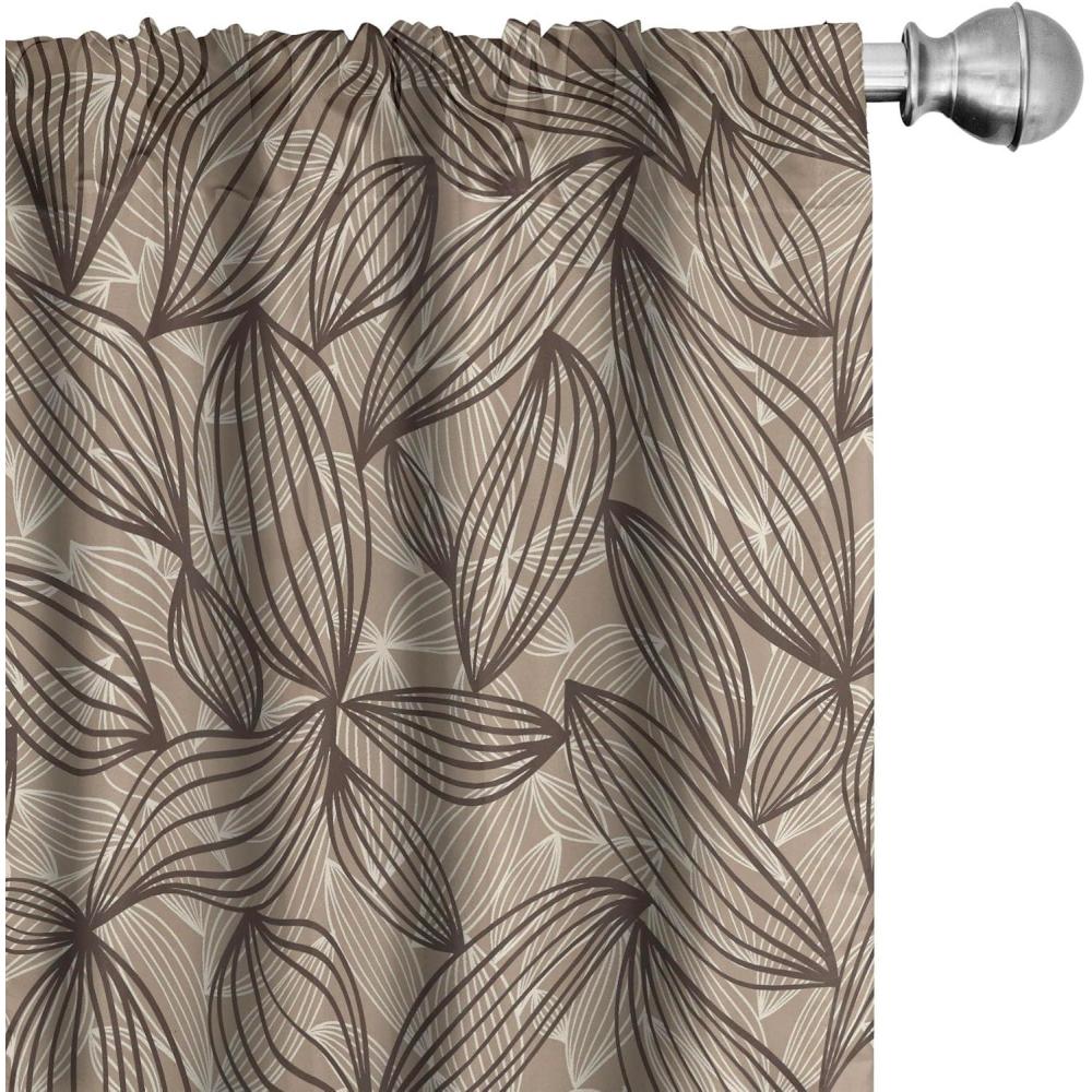 imageAmbesonne Exotic Branches Curtains Simple Forest Leafy Silhouettes in Neutral Colors Boho Print Window Treatments 2 Panel Set for Living Room Bedroom Pair of  28 x 84 Sea Green Dark MustardCocoa Dark Taupe and White