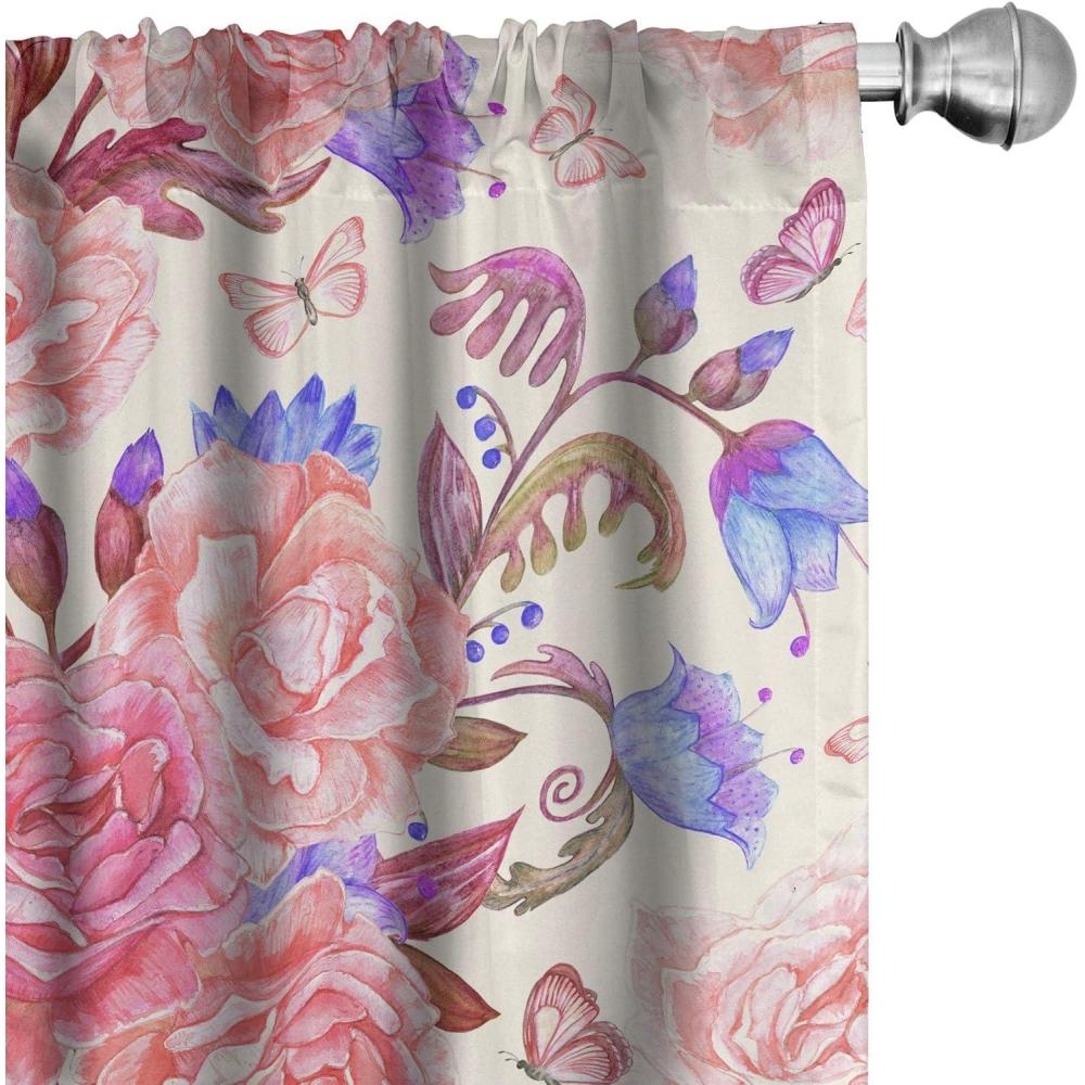 imageAmbesonne Exotic Branches Curtains Simple Forest Leafy Silhouettes in Neutral Colors Boho Print Window Treatments 2 Panel Set for Living Room Bedroom Pair of  28 x 84 Sea Green Dark MustardPastel Pink Lavender Blue