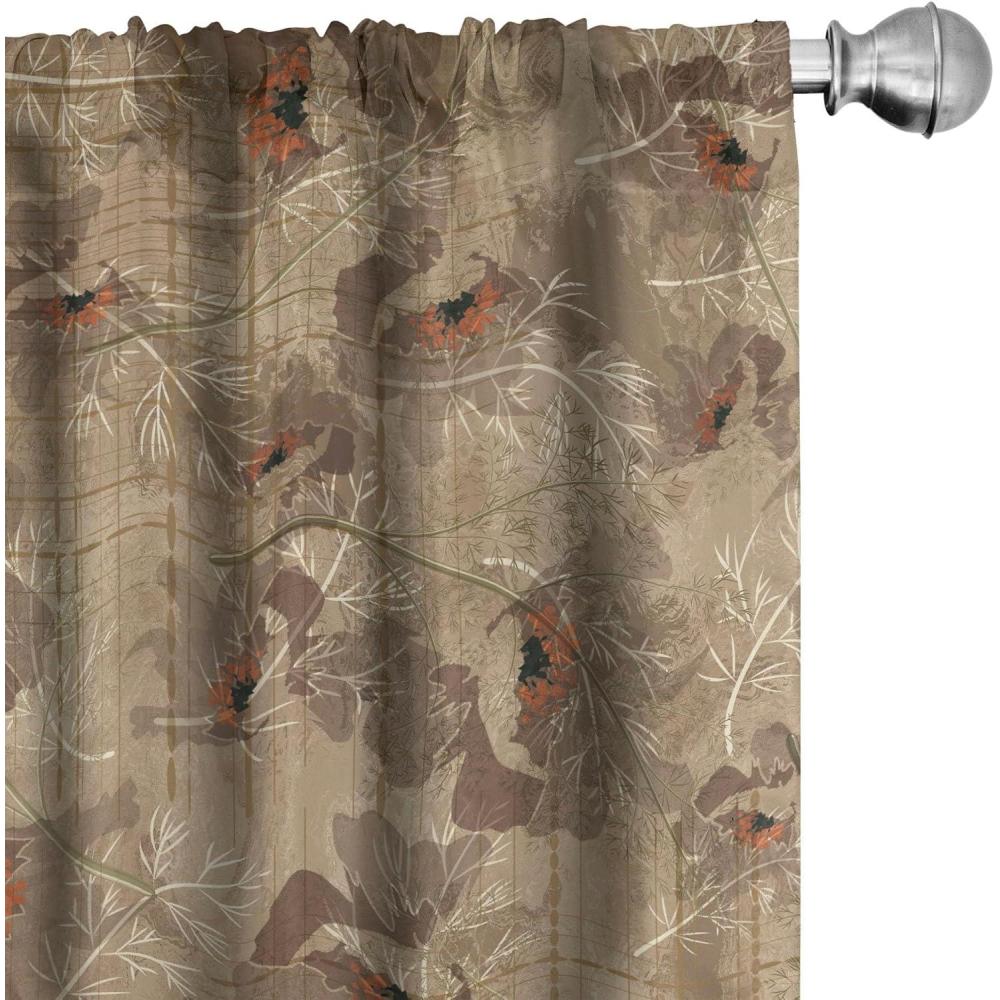 imageAmbesonne Exotic Branches Curtains Simple Forest Leafy Silhouettes in Neutral Colors Boho Print Window Treatments 2 Panel Set for Living Room Bedroom Pair of  28 x 84 Sea Green Dark MustardSlate Brown Dark Coral