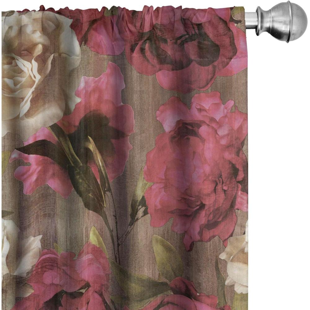 imageAmbesonne Exotic Branches Curtains Simple Forest Leafy Silhouettes in Neutral Colors Boho Print Window Treatments 2 Panel Set for Living Room Bedroom Pair of  28 x 84 Sea Green Dark MustardHot Pink Champagne