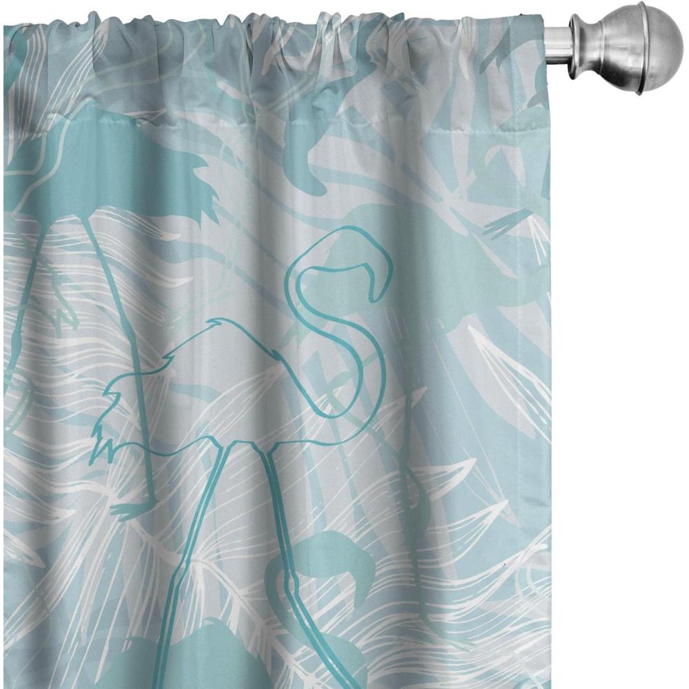 imageAmbesonne Exotic Branches Curtains Simple Forest Leafy Silhouettes in Neutral Colors Boho Print Window Treatments 2 Panel Set for Living Room Bedroom Pair of  28 x 84 Sea Green Dark MustardDark Cadet Blue Off White
