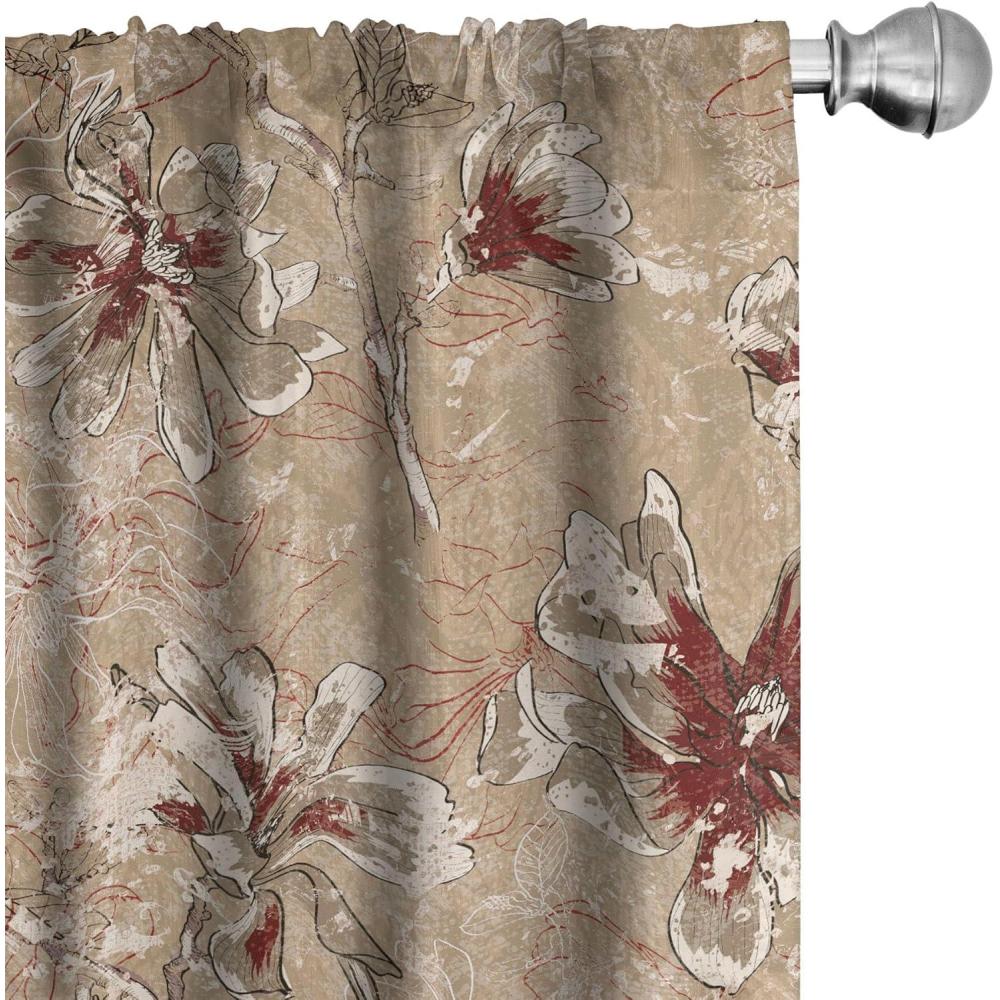 imageAmbesonne Exotic Branches Curtains Simple Forest Leafy Silhouettes in Neutral Colors Boho Print Window Treatments 2 Panel Set for Living Room Bedroom Pair of  28 x 84 Sea Green Dark MustardPale Brown Dark Brown Tan