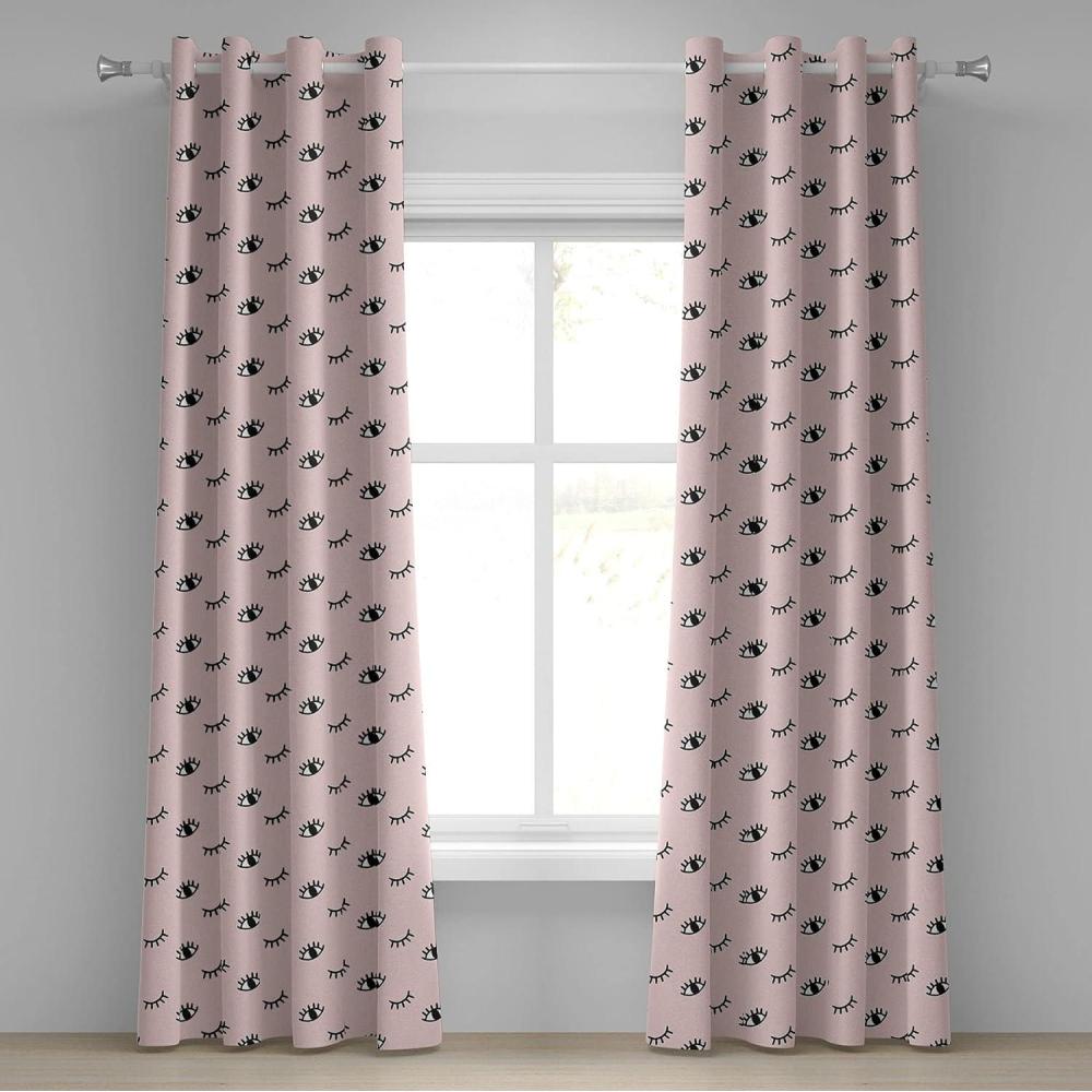 imageAmbesonne Eyelash Grommet Curtain Doodle Style Open and Closed Eyes Hand Drawn Sketch Abstract Design Decorative 2Panel Window Drapes for Bedroom Living Room 50 x 84 Rose Black White