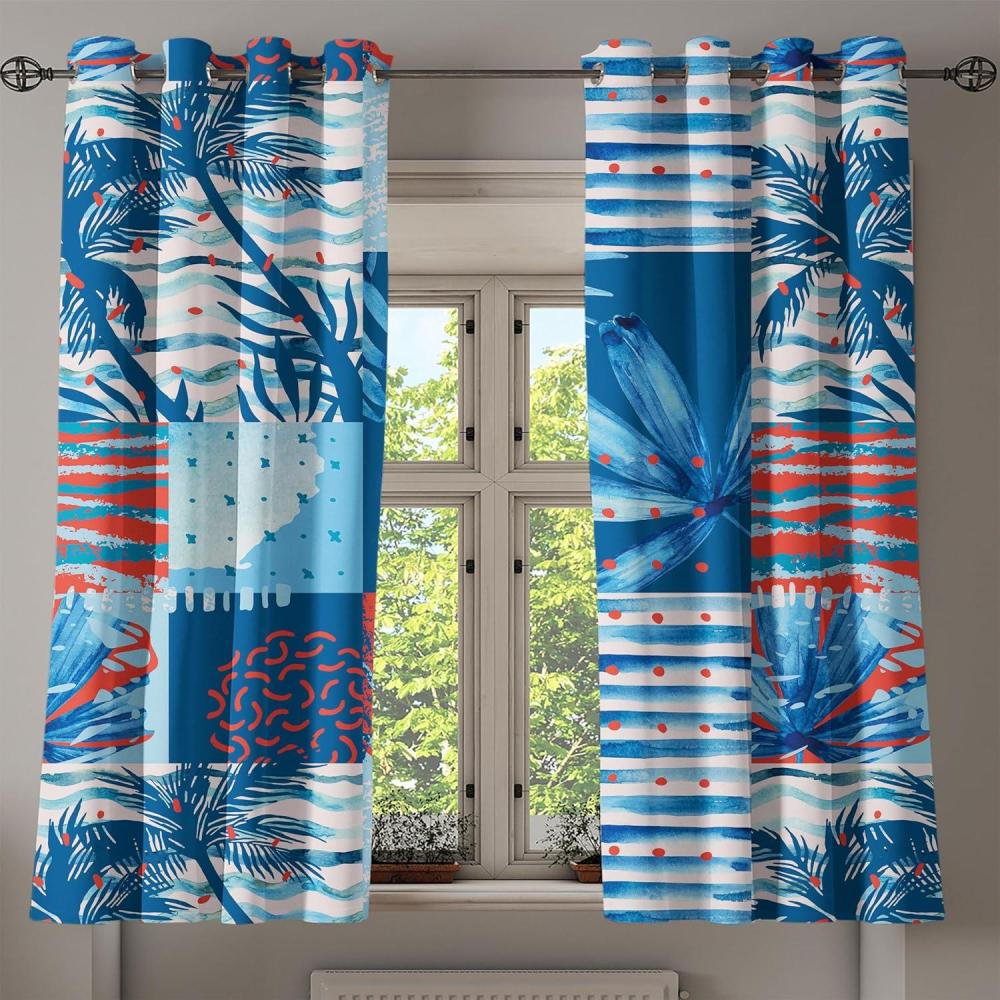 imageAmbesonne Floral Boho Grommet Curtain Simple Design Delicate Flower Silhouettes Neutral Colors Exotics Art Decorative 2Panel Window Drapes for Bedroom Living Room 50 x 108 Dark Indigo Pale BlueDark Lavender Pink