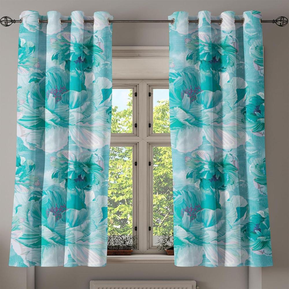imageAmbesonne Floral Boho Grommet Curtain Simple Design Delicate Flower Silhouettes Neutral Colors Exotics Art Decorative 2Panel Window Drapes for Bedroom Living Room 50 x 108 Dark Indigo Pale BlueDark Seafoam Seafoam