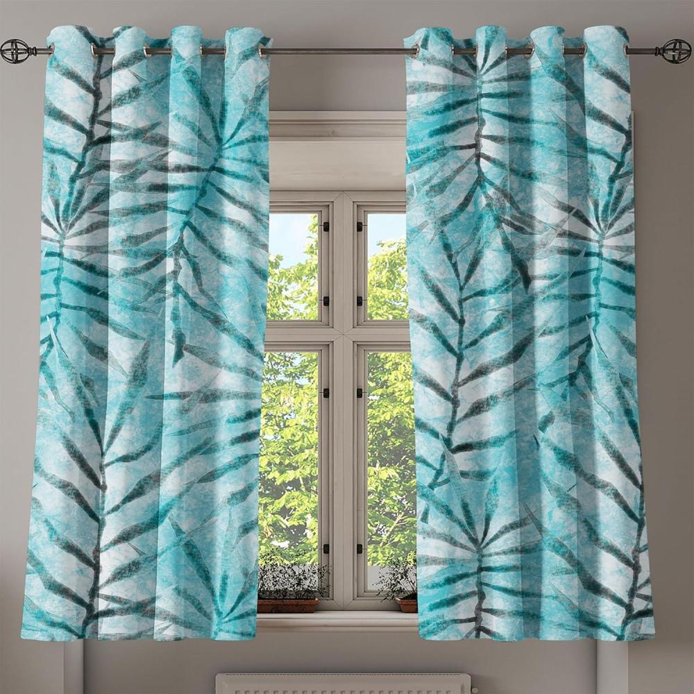 imageAmbesonne Floral Boho Grommet Curtain Simple Design Delicate Flower Silhouettes Neutral Colors Exotics Art Decorative 2Panel Window Drapes for Bedroom Living Room 50 x 108 Dark Indigo Pale BlueDeep Sky Blue and Pale Teal