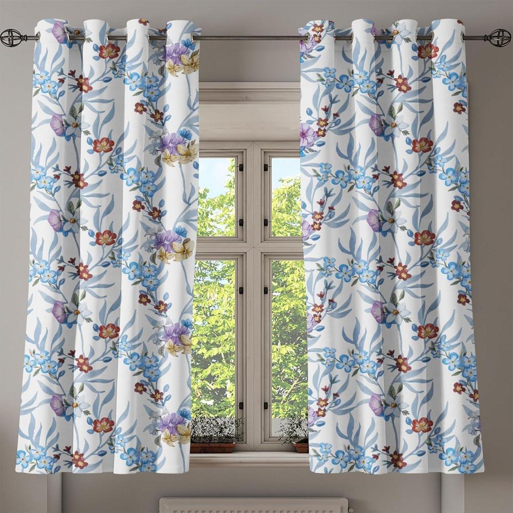 imageAmbesonne Floral Boho Grommet Curtain Simple Design Delicate Flower Silhouettes Neutral Colors Exotics Art Decorative 2Panel Window Drapes for Bedroom Living Room 50 x 108 Dark Indigo Pale BluePale Maroon and Sea Blue