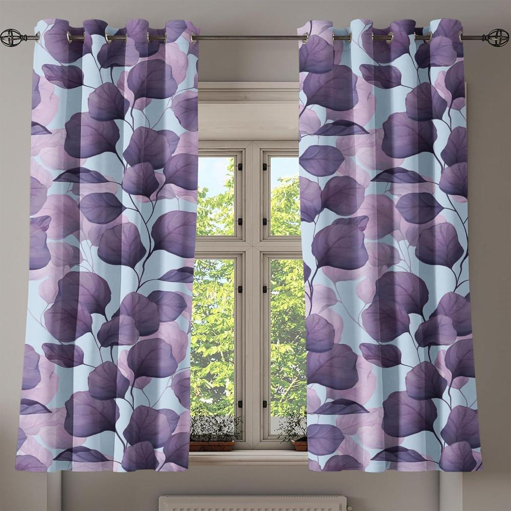imageAmbesonne Floral Boho Grommet Curtain Simple Design Delicate Flower Silhouettes Neutral Colors Exotics Art Decorative 2Panel Window Drapes for Bedroom Living Room 50 x 108 Dark Indigo Pale BlueLilac Pale Eggplant