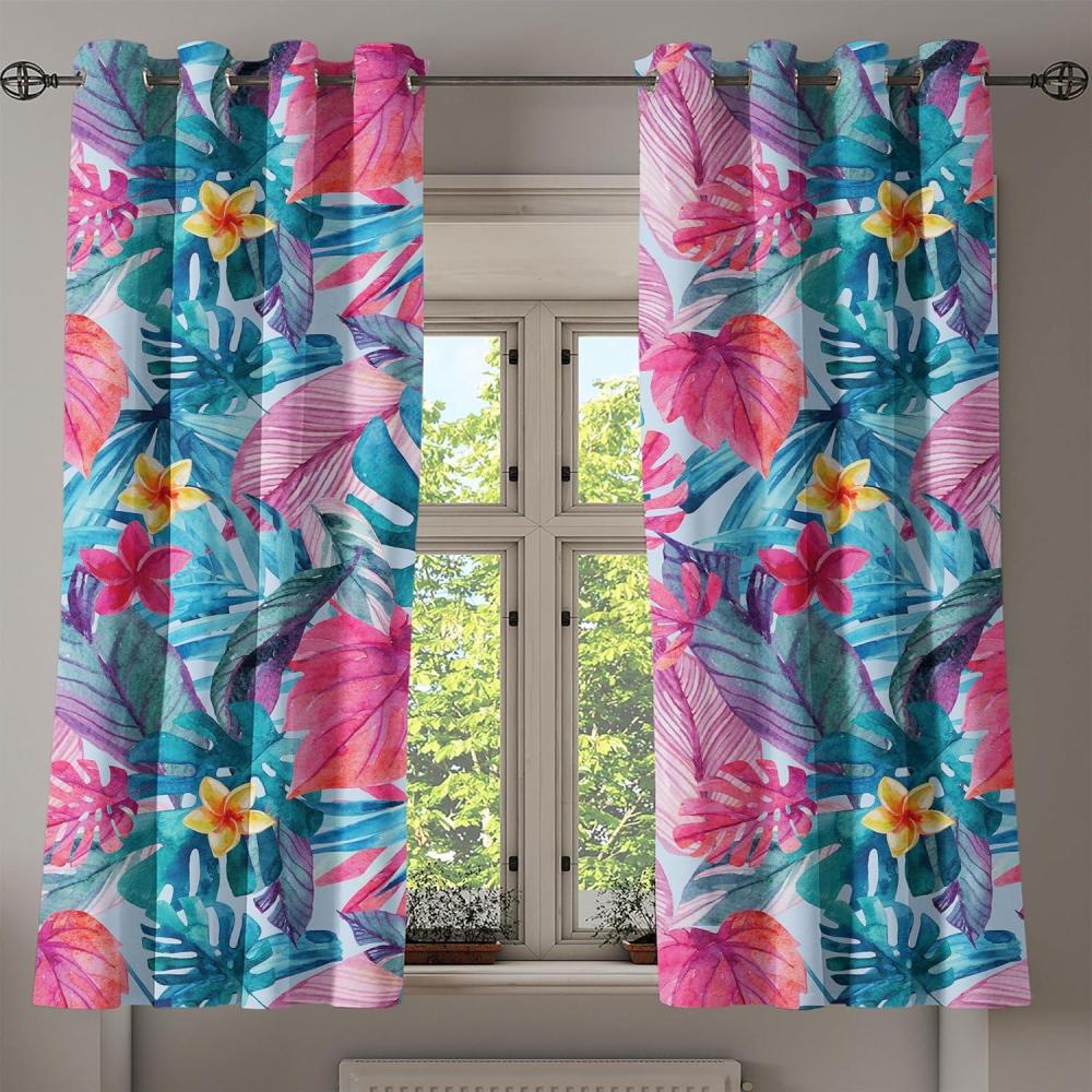 imageAmbesonne Floral Boho Grommet Curtain Simple Design Delicate Flower Silhouettes Neutral Colors Exotics Art Decorative 2Panel Window Drapes for Bedroom Living Room 50 x 108 Dark Indigo Pale BlueDark Magenta and Sea Blue