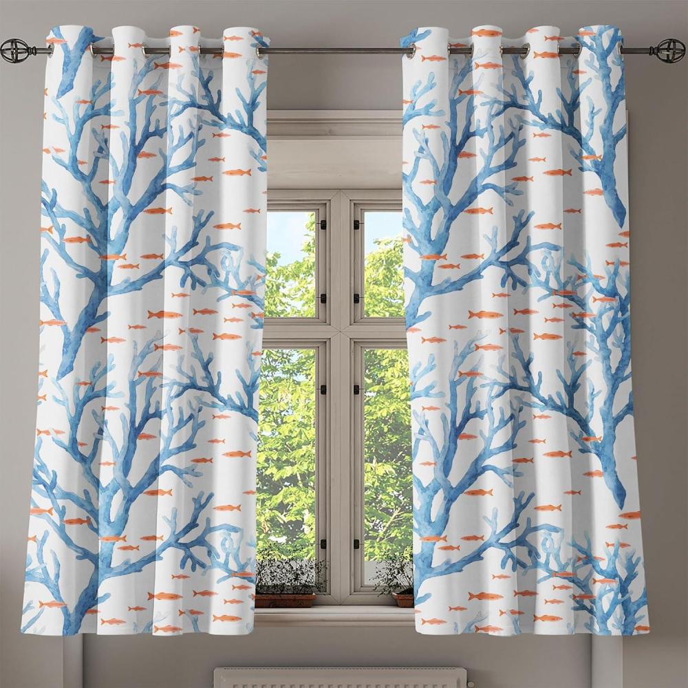 imageAmbesonne Floral Boho Grommet Curtain Simple Design Delicate Flower Silhouettes Neutral Colors Exotics Art Decorative 2Panel Window Drapes for Bedroom Living Room 50 x 108 Dark Indigo Pale BlueDark Turquoise Salmon