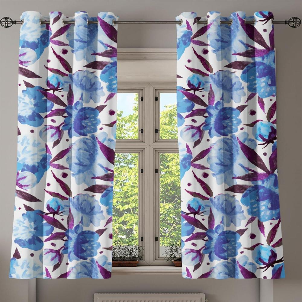 imageAmbesonne Floral Boho Grommet Curtain Simple Design Delicate Flower Silhouettes Neutral Colors Exotics Art Decorative 2Panel Window Drapes for Bedroom Living Room 50 x 108 Dark Indigo Pale BlueDeep Sky Blue Violet