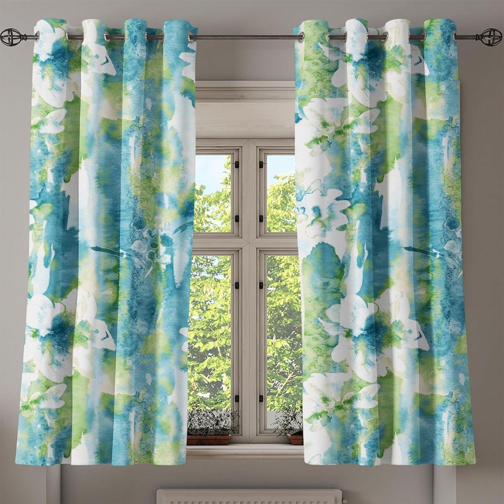 imageAmbesonne Floral Boho Grommet Curtain Simple Design Delicate Flower Silhouettes Neutral Colors Exotics Art Decorative 2Panel Window Drapes for Bedroom Living Room 50 x 108 Dark Indigo Pale BlueDark Teal and Almond Green