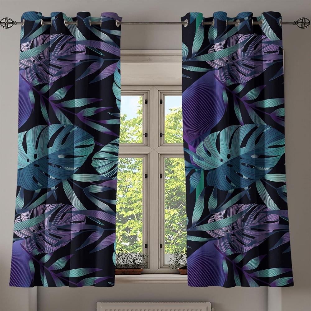 imageAmbesonne Floral Boho Grommet Curtain Simple Design Delicate Flower Silhouettes Neutral Colors Exotics Art Decorative 2Panel Window Drapes for Bedroom Living Room 50 x 108 Dark Indigo Pale BlueDark Purple Cadet Blue