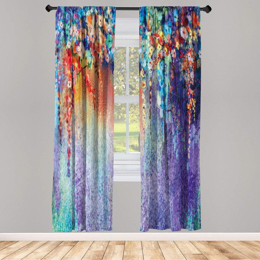 imageAmbesonne Flower Window Curtains Abstract Herbs Alternative Medicine Blossoms Ivy Back Florets Shrubs Design Lightweight Decorative 2Panel Set amp Rod Pocket Pair of 28 x 95 Ceil Blue