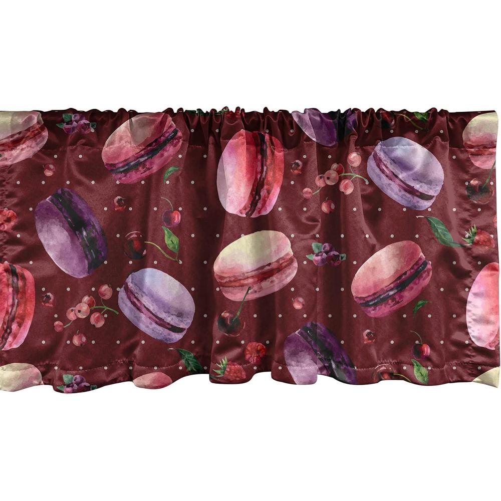 imageAmbesonne Garden Scene Window Valance Neutral Traditional Roses and Floral Pattern Boho Romance Print Curtain Valance for Kitchen Bedroom Decor with Rod Pocket 54 X 18 Cream White Dark SepiaRuby Dark Coral Lavender