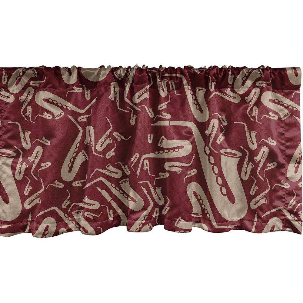 imageAmbesonne Garden Scene Window Valance Neutral Traditional Roses and Floral Pattern Boho Romance Print Curtain Valance for Kitchen Bedroom Decor with Rod Pocket 54 X 18 Cream White Dark SepiaPale Mustard Raspberry