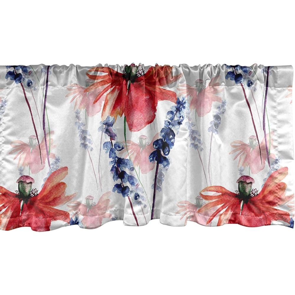 imageAmbesonne Garden Scene Window Valance Neutral Traditional Roses and Floral Pattern Boho Romance Print Curtain Valance for Kitchen Bedroom Decor with Rod Pocket 54 X 18 Cream White Dark SepiaBurnt Sienna Blue Violet
