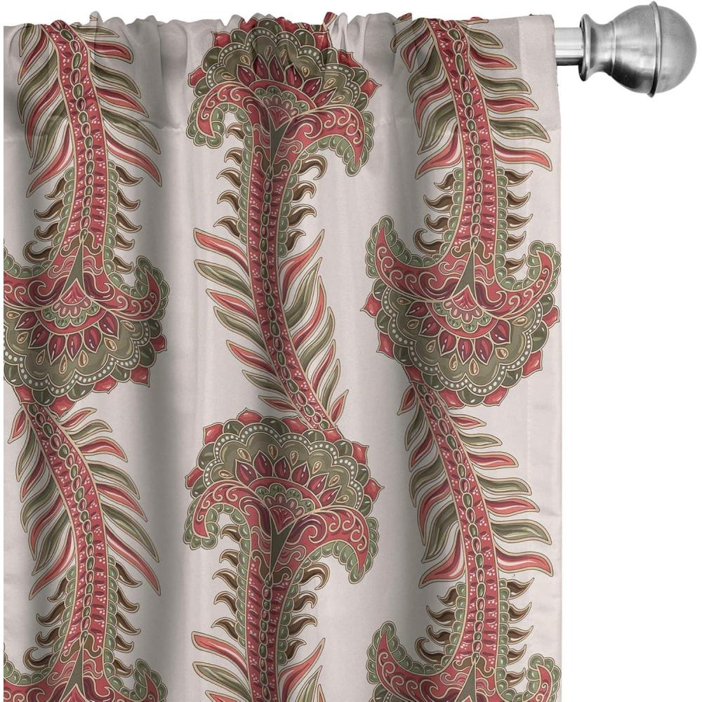 imageAmbesonne Gothic Curtains Vintage Baroque Floral Skulls with Garden Flowers Flourishing Leaves Window Treatments 2 Panel Set for Living Room Bedroom Pair of  28 x 95 Charcoal Grey and Dark TanPeacock Green Salmon