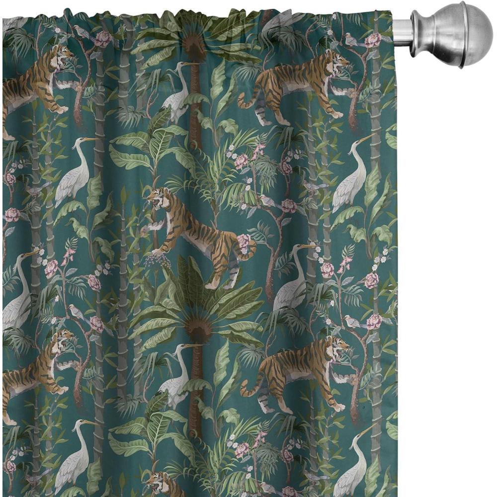 imageAmbesonne Gothic Curtains Vintage Baroque Floral Skulls with Garden Flowers Flourishing Leaves Window Treatments 2 Panel Set for Living Room Bedroom Pair of 28 x 95 Charcoal Grey and Dark TanGreen Teal and Ginger