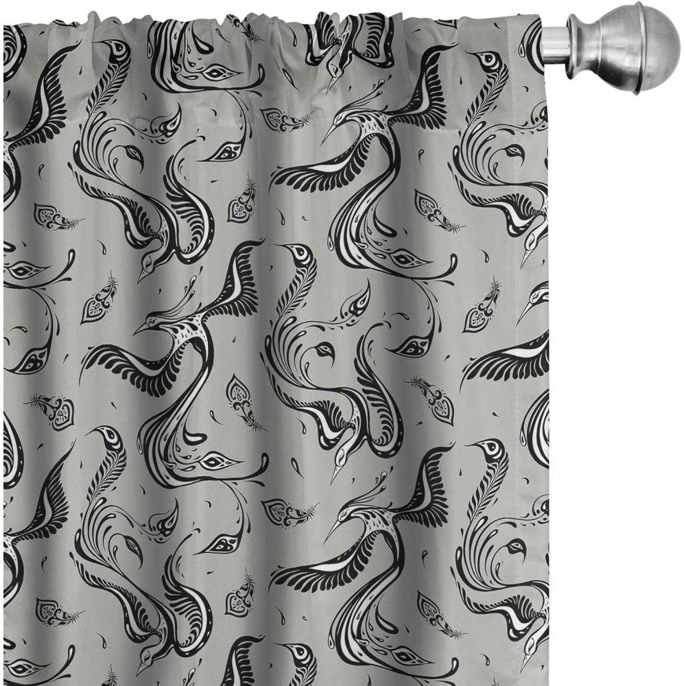 imageAmbesonne Gothic Curtains Vintage Baroque Floral Skulls with Garden Flowers Flourishing Leaves Window Treatments 2 Panel Set for Living Room Bedroom Pair of 28 x 95 Charcoal Grey and Dark TanGrey Black and White