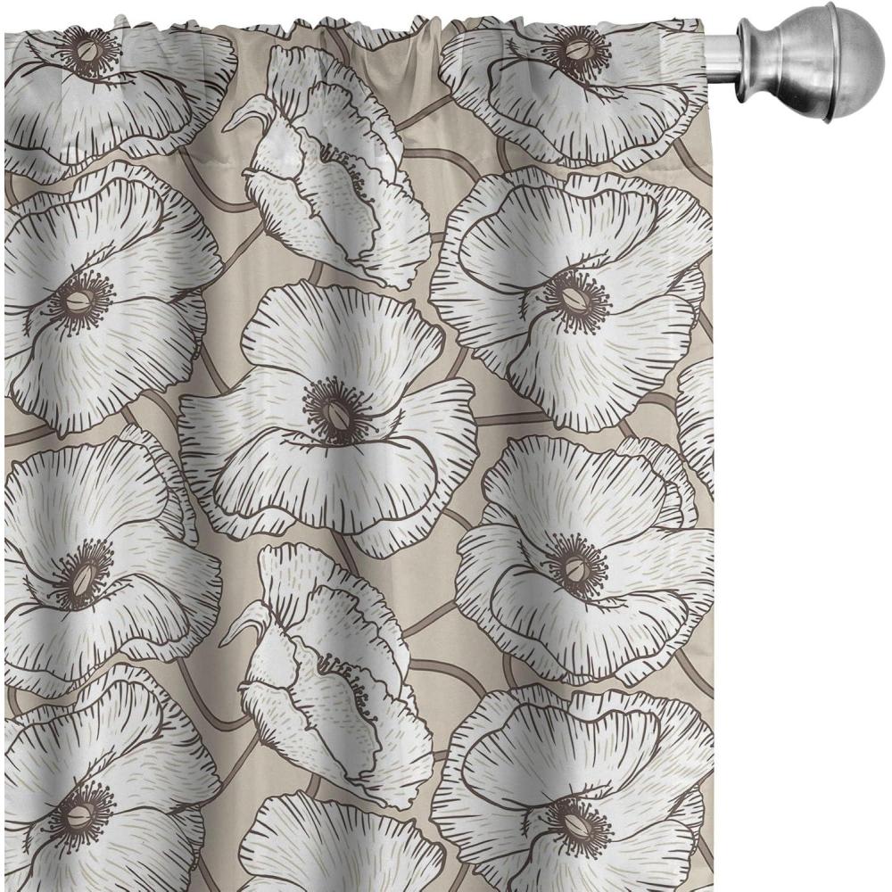 imageAmbesonne Gothic Curtains Vintage Baroque Floral Skulls with Garden Flowers Flourishing Leaves Window Treatments 2 Panel Set for Living Room Bedroom Pair of 28 x 95 Charcoal Grey and Dark TanDark Eggshell Brown White