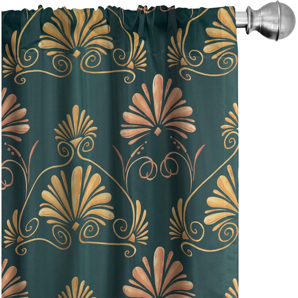 imageAmbesonne Gothic Curtains Vintage Baroque Floral Skulls with Garden Flowers Flourishing Leaves Window Treatments 2 Panel Set for Living Room Bedroom Pair of  28 x 95 Charcoal Grey and Dark TanSalmon Earth Yellow