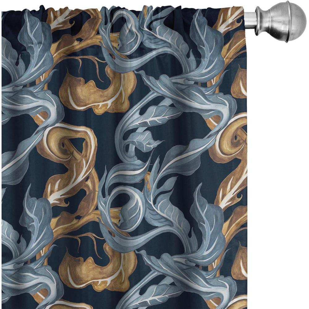 imageAmbesonne Gothic Curtains Vintage Baroque Floral Skulls with Garden Flowers Flourishing Leaves Window Treatments 2 Panel Set for Living Room Bedroom Pair of  28 x 95 Charcoal Grey and Dark TanAmber Blue Grey Dark Blue