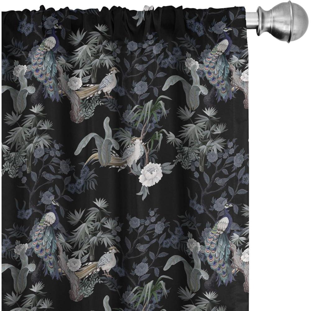 imageAmbesonne Gothic Curtains Vintage Baroque Floral Skulls with Garden Flowers Flourishing Leaves Window Treatments 2 Panel Set for Living Room Bedroom Pair of 28 x 95 Charcoal Grey and Dark TanCharcoal Grey and Sage Green