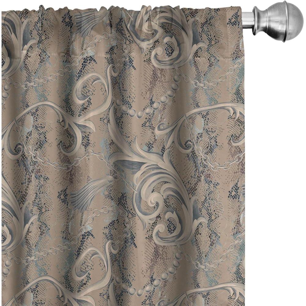 imageAmbesonne Gothic Curtains Vintage Baroque Floral Skulls with Garden Flowers Flourishing Leaves Window Treatments 2 Panel Set for Living Room Bedroom Pair of  28 x 95 Charcoal Grey and Dark TanPastel Brown Cadet Blue