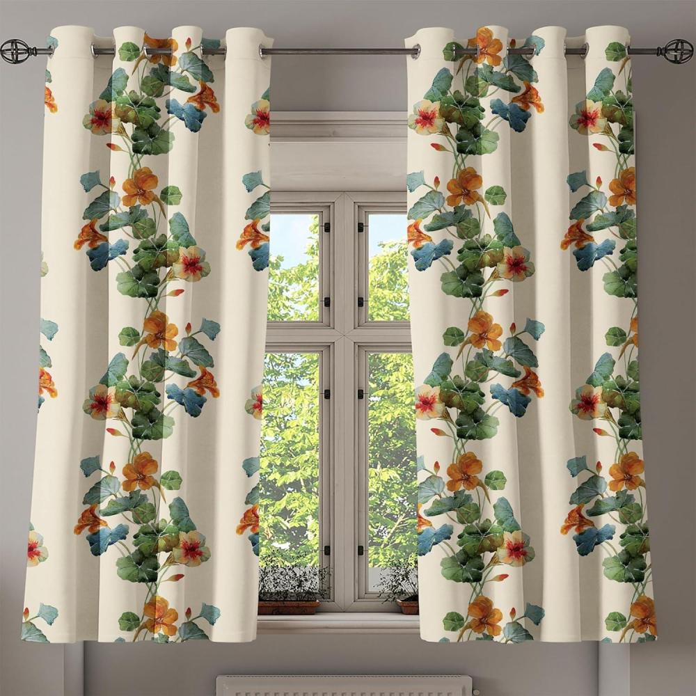 imageAmbesonne Hawaii Themed Grommet Curtain Tropical Leaves Pattern with Neutral Colors Boho Summer Print Decorative 2Panel Window Drapes for Bedroom Living Room 50 x 54 Pale Vermilion Seal BrownJade Green Pastel Green