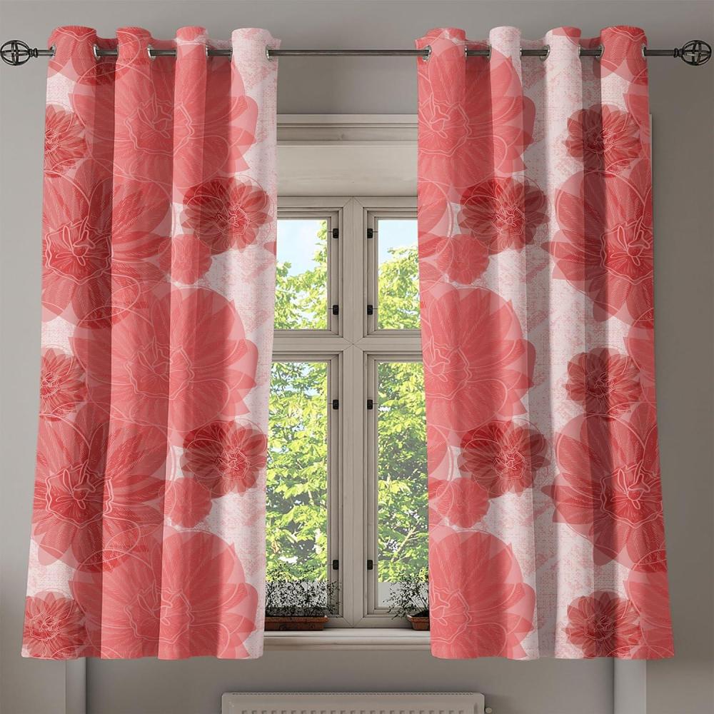 imageAmbesonne Hawaii Themed Grommet Curtain Tropical Leaves Pattern with Neutral Colors Boho Summer Print Decorative 2Panel Window Drapes for Bedroom Living Room 50 x 54 Pale Vermilion Seal BrownCoral Pale Maroon